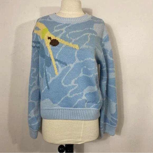 House of Sunny Blue Swimmer Sweater - Picture 2 of 10